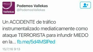 Patinazo de Podemos Vallecas: El atentado de Niza era un "accidente de tráfico" que los medios querían vender como atentado