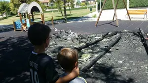 Calcinado un parque infantil de Zizur Mayor en un acto vandálico este fin de semana