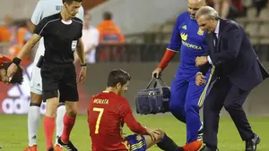 Morata tiene una "contusión muscular en el muslo" y sigue con la selección