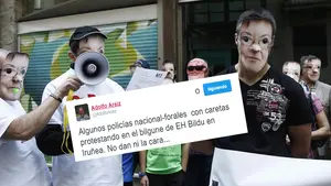 Adolfo Araiz monta en cólera por una manifestación pacífica de agentes de la Policía Foral ante la sede de Bildu en Pamplona