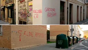 Denuncias por la aparición de pintadas radicales contra la Guardia Civil y en favor del gaztetxe de Pamplona