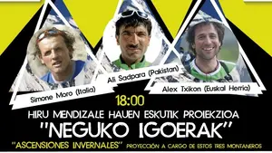 Los escaladores Simone Moro, Ali Sadpara y Álex Txikón acudirán al Día  de la montaña del Erreka