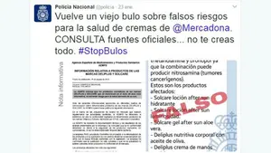 Un nuevo bulo sobre Mercadona circula por WhatsApp: la Policía Nacional recalca su falsedad a través de Twitter