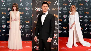 La alfombra roja se ti&ntilde;e de blanco en los Premios Goya: ellas eligen ese color y los actores, las pajaritas