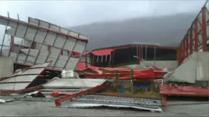 La ventisca se ceba con Navarra: rachas de hasta 90 km/h provocan el derribo de una nave y otros accidentes