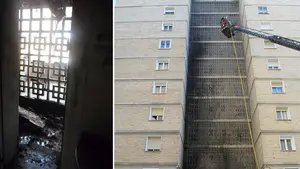 Sobresalto en San Jorge por el incendio declarado en el patio interior de un bloque de pisos