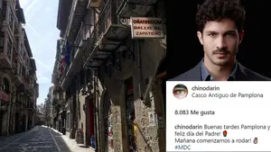 El actor Chino Darín se pasea por Pamplona aprovechando el rodaje de su próxima película en las Bardenas