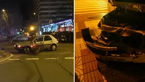 Tres personas heridas tras un accidente nocturno en Pamplona en el que un conductor se saltó un ceda el paso