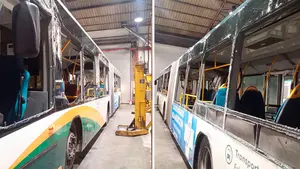 Asombroso accidente en Zizur: una villavesa gira sobre sí misma y vuelca al incorporarse a la autovía en dirección a Landaben