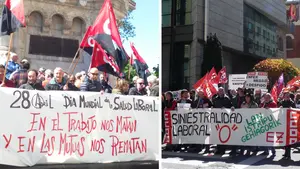 Los sindicatos navarros alzan la voz en las calles para exigir medidas que luchen contra los accidentes laborales