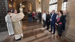 Podemos critica que el Ángel de Aralar fuera recibido en el Palacio de Navarra "con honores propios de un jefe de Estado"