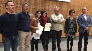 La navarra Mila García y la chilena Javiera Mac-Lean, ganadora del certamen de diseño gráfico 'Imagina Civican'