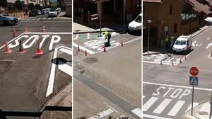  Pintan un 'SOTP' en un cruce de Tudela: el desorden de letras de dos empleados de la ciudad revoluciona las redes sociales