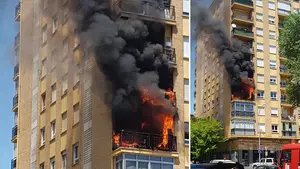 Llamas en Barañáin: desalojan a los vecinos de un edificio por un aparatoso incendio en un tercer piso 