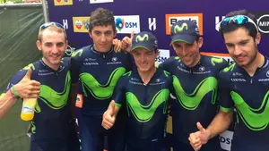 El colombiano Betancur lanza al equipo Movistar team en la primera etapa de las Hammer series en Holanda