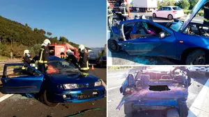 Un accidente entre tres vehículos deja un herido y grandes retenciones en la autovía A-15, a la altura de Zizur Mayor