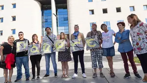 Los colectivos feministas Andrea y Lunes Lilas critican en Pamplona la sentencia de Juana Rivas