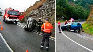 Siete accidentes en 90 minutos en Navarra: un herido tras caer al río, vuelco en Villava y un camión choca contra una valla