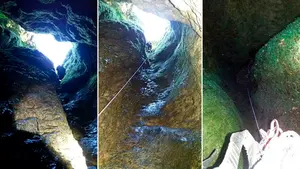 Rescate de altura a un perrito en Navarra: los bomberos salvan al animal tras precipitarse 22 metros en una gruta