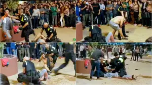 Un botellón de jóvenes se convierte en un 'ring de pelea' para ver cómo se detiene a dos borrachos agresivos