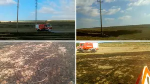 La rotura de un cable de alta tensión provoca un incendio cercano a la carretera que une Lodosa y Carcar