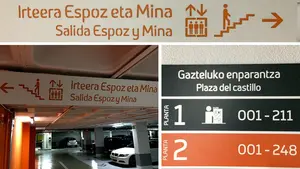 El euskera se impone al castellano en Pamplona: as&iacute; se rotulan los carteles en los parkings de la ciudad