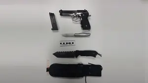 Armas prohibidas en Pamplona: sorprenden a una pareja con un machete, una pistola y un cuchillo