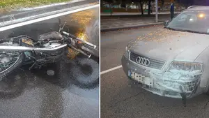Arden dos vehículos tras derramarse la gasolina del deposito en un choque en la avenida de Barañáin