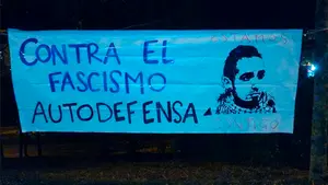 La ruin pancarta en apoyo al asesino Rodrigo Lanza aparecida en Pamplona: "Estamos contigo"