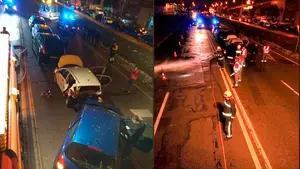 Accidente m&uacute;ltiple en No&aacute;in: una herida grave y cuatro trasladados al hospital tras la colisi&oacute;n de cinco veh&iacute;culos