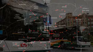Un mapa interactivo muestra a 'tiempo real' la situación de las villavesas de Pamplona