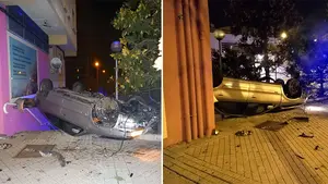 Persecución en San Juan: un coche vuelca después de que su conductor, borracho y sin carné, huyera de la policía