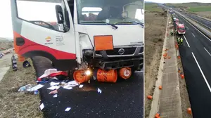 La autovía de Estella, minada por bombonas de butano: un camión repartidor y un coche chocan en Los Arcos