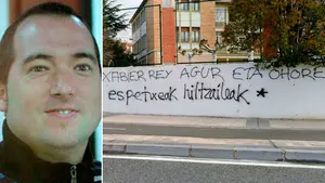 Pintadas de 'despedida' en la Chantrea para el etarra navarro Xabier Rey, hallado muerto en su celda de Cádiz