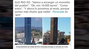 Nadie se cuestionó nada: una localidad granadina coloca un monolito con el nombre del pueblo al revés