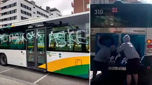 Así ha sido el ataque a varias villavesas de Pamplona por radicales defensores de los condenados de Alsasua