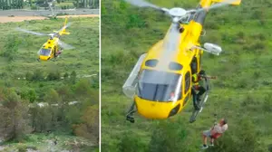 Rescatado en helicóptero un joven montañero bloqueado en una cantera rocosa en el monte Ezcaba