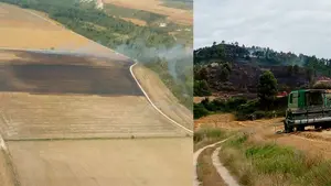 Incendios por cosechadoras en Navarra: el fuerte calor azota la Zona Media y la Ribera