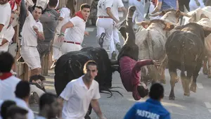 Corneado en el muslo con dos trayectorias: el herido en el primer encierro de Tafalla es un joven pamplonés