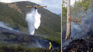 Incendio forestal en la Sierra de Illón: se requieren dos helicópteros y un avión para controlar el fuego