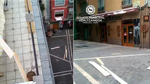 Herido un hombre tras ser alcanzado por unos tablones 'voladores' de una obra en el centro de Pamplona