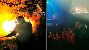 Un fuerte incendio arrasa con una caseta de madera en Uztárroz y prende parte de la vegetación de la zona