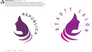 Podemos usa un logotipo de peluquería de un banco de imágenes como símbolo de la República