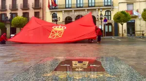 Banderazo se desplaza a Falces para continuar con su defensa de los verdaderos símbolos de Navarra