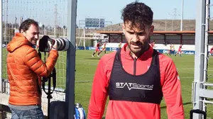 El delantero Rubén García se lesiona en Tajonar y es duda para jugar este domingo ante el Numancia