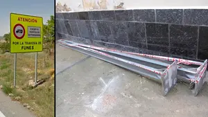 La 'chapuza' de dos vecinos de Funes: roban una señal de tráfico para conseguir vigas y arreglar su casa