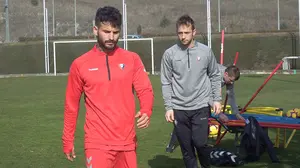 Rubén García se entrena en solitario a solo 48 horas del partido ante el Zaragoza y Luis Perea es baja