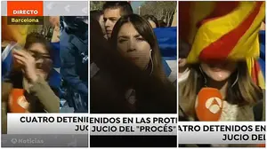 Atacan a la periodista pamplonesa Blanca Basiano cuando conectaba desde Barcelona en la huelga independentista