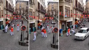 Frenética persecución 'de película' en las calles de Tafalla: las impactantes imágenes de un rodaje internacional