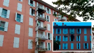 Herido un hombre en un gran incendio en un piso de la Rochapea que ha obligado a desalojar a varios vecinos